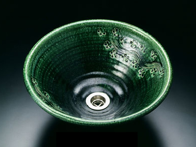織部彫刻│真山窯の美濃焼陶芸手洗い鉢