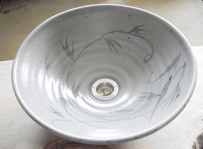 唐津草文│真山窯の美濃焼陶芸手洗い鉢