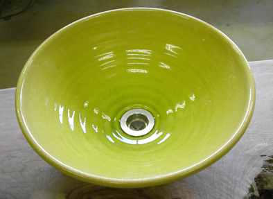 イエローガラス│真山窯の美濃焼陶芸手洗い鉢